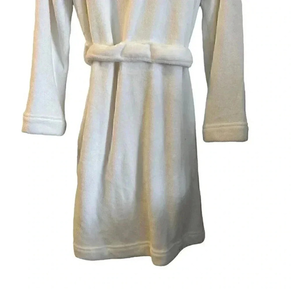 CALVIN KLEIN Plush Bridal White Bathrobe Lounge Pockets Sash/Belt Womens Sz XS/S - Picture 9 of 16